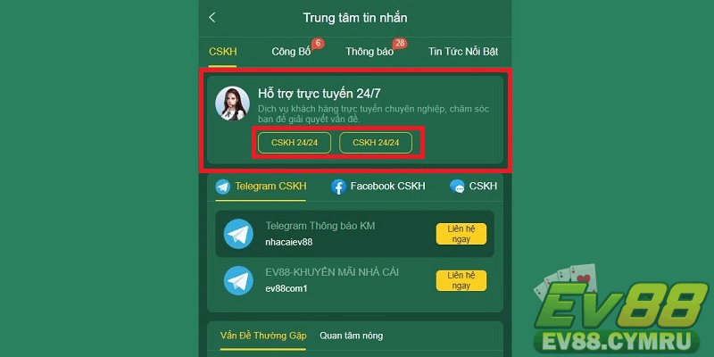 Liên Hệ EV88 hỗ trợ đa kênh từ hotline, live chat cho đến mạng xã hội